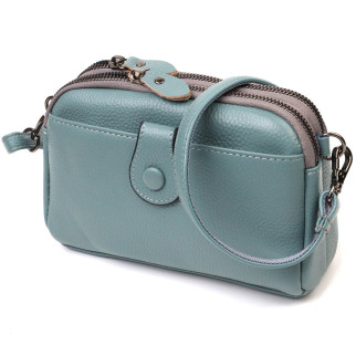 Модна сумка-клатч у стильному дизайні з натуральної шкіри 22087 Vintage Сіро-блакитна - Інтернет-магазин спільних покупок ToGether