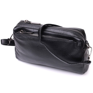 Жіноча сумка-клатч із м'якої натуральної шкіри Vintage 22375 Чорна - Інтернет-магазин спільних покупок ToGether
