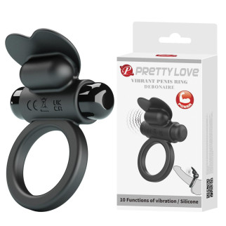 Віброкільце PRETTY LOVE VIBRANT PENIS RING DEBONAIRE Black, 10 vibration functions 18+ - Інтернет-магазин спільних покупок ToGether