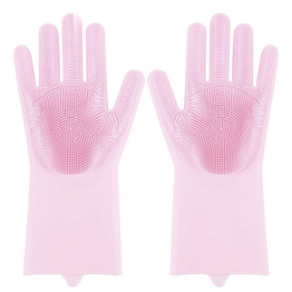 Силіконові рукавички Magic Silicone Gloves Pink для прибирання чистки миття посуду для будинку. Колір рожевий - Інтернет-магазин спільних покупок ToGether