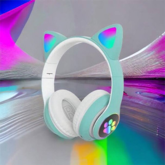 Бездротові навушники LED з котячими вушками CAT STN-28. Колір: зелений - Інтернет-магазин спільних покупок ToGether