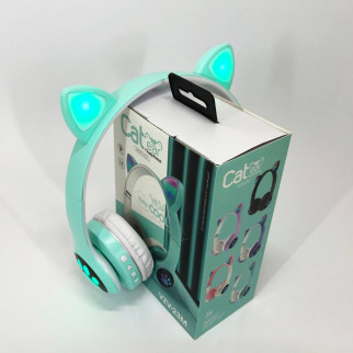 Бездротові навушники з котячими вушками та RGB підсвічуванням Cat VZV 23M. Колір: зелений - Інтернет-магазин спільних покупок ToGether