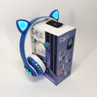 Бездротові навушники з котячими вушками та RGB підсвічуванням Cat VZV 23M. Колір: синій - Інтернет-магазин спільних покупок ToGether