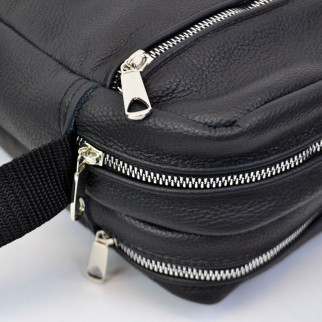 Якісна чоловіча сумка - месенджер з натуральної шкіри на 4 кишені зі срібною блискавкою - Інтернет-магазин спільних покупок ToGether