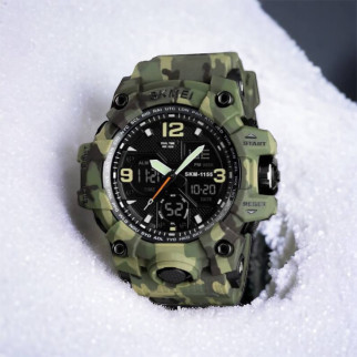 Годинник наручний чоловічий SKMEI 1155BCMGN GREEN CAMO, брендовий чоловічий годинник. Колір: зелений камуфляж - Інтернет-магазин спільних покупок ToGether