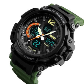 Годинник наручний чоловічий SKMEI 1343AG ARMY GREEN, годинник тактичний протиударний. Колір: зелений - Інтернет-магазин спільних покупок ToGether