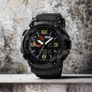 Годинник наручний чоловічий SKMEI 1520BK BLACK, армійський годинник протиударний. Колір: чорний - Інтернет-магазин спільних покупок ToGether