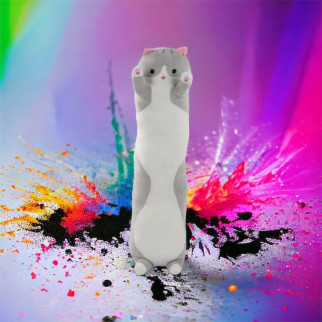 М'яка плюшева іграшка Довгий Кіт Батон котейка-подушка 50 см. Колір: сірий - Інтернет-магазин спільних покупок ToGether