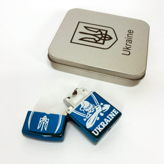 Дугова електроімпульсна запальничка USB Україна (металева коробка) HL-449. Колір: синій - Інтернет-магазин спільних покупок ToGether