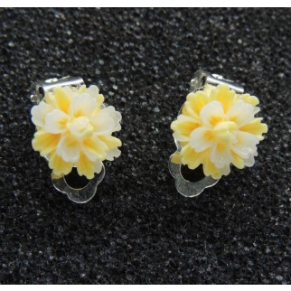 Кліпси сережки дитячі для вух без пробивання вуха Liresmina Jewelry сережки у вигляді квітки "Еклерчик" жовті - Інтернет-магазин спільних покупок ToGether