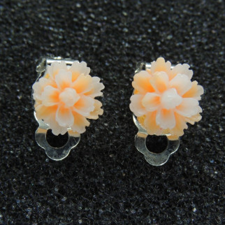 Кліпси сережки дитячі для вух без пробивання вуха Liresmina Jewelry сережки у вигляді квітки "Еклерчик" помаранчевий - Інтернет-магазин спільних покупок ToGether