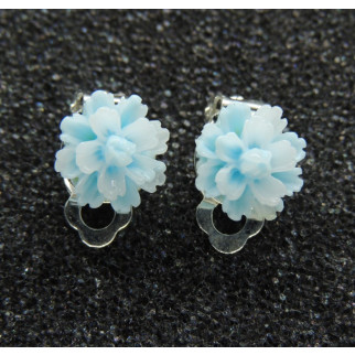 Кліпси сережки дитячі для вух без пробивання вуха Liresmina Jewelry сережки у вигляді квітки "Еклерчик" блакитний - Інтернет-магазин спільних покупок ToGether