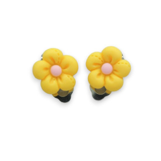 Кліпси сережки дитячі для вух без пробивання вуха Liresmina Jewelry сережки у вигляді квітки Мульти Ромашка жовта - Інтернет-магазин спільних покупок ToGether