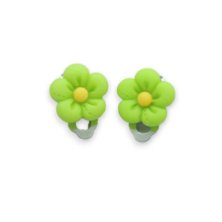 Кліпси сережки дитячі для вух без пробивання вуха Liresmina Jewelry сережки у вигляді квітки Мульти Ромашка зелена - Інтернет-магазин спільних покупок ToGether