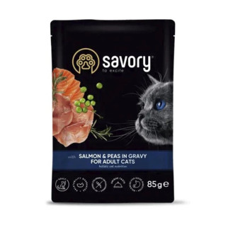 Savory Adult вологий корм для кішок з лососем і горошком в соусі 85 г Пауч SAVORY для Дорослих котів з - Інтернет-магазин спільних покупок ToGether