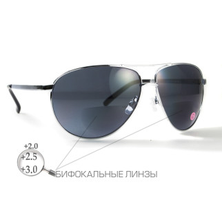 Окуляри біфокальні (захисні) Global Vision Aviator Bifocal (+3.0) (gray), чорні біфокальні лінзи в металевій оправі - Інтернет-магазин спільних покупок ToGether