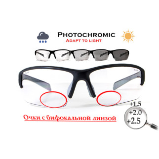 Окуляри біфокальні фотохромні (захисні) Global Vision Hercules-7 Bifocal (+2.0) photochromic (clear), фотохромні прозорі - Інтернет-магазин спільних покупок ToGether