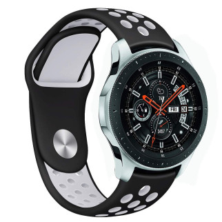 Ремінець силіконовий BeWatch для смарт-годинника Samsung Galaxy Watch 46mm Чорно-Білий (1020112) - Інтернет-магазин спільних покупок ToGether