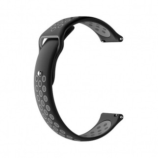 Ремінець BeWatch для Galaxy Watch 3 41mm силіконовий перфорований 20мм Чорно-Сірий (1010114) - Інтернет-магазин спільних покупок ToGether