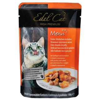 Вологий корм Edel Cat для котів, з птицею і кроликом в желе, 100 г - Інтернет-магазин спільних покупок ToGether