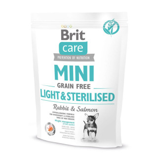 Сухий корм Brit Care GF Mini Light & Sterilised для дорослих собак дрібних порід із зайвою вагою або стерилізованих, з кроликом та лососем, 400 г - Інтернет-магазин спільних покупок ToGether