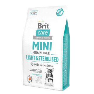 Сухий корм Brit Care GF Mini Light & Sterilised для дорослих собак дрібних порід із зайвою вагою або стерилізованих, з кроликом та лососем, 2 кг - Інтернет-магазин спільних покупок ToGether