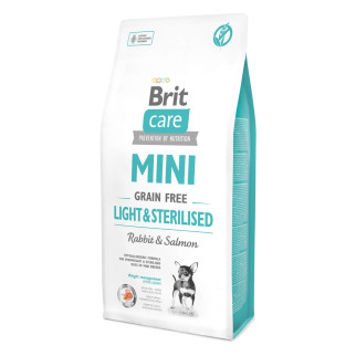 Сухий корм Brit Care GF Mini Light & Sterilised для дорослих собак дрібних порід із зайвою вагою або стерилізованих, з кроликом та лососем, 7 кг - Інтернет-магазин спільних покупок ToGether