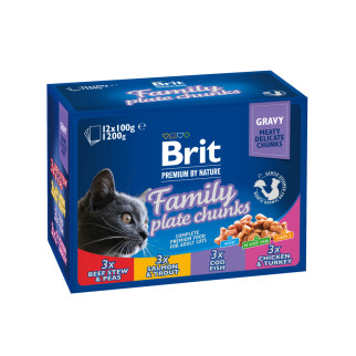 Набір вологих кормів Brit Premium Cat Pouch «Сімейна тарілка» для котів, асорті із 4 смаків, 12 шт х 100 г - Інтернет-магазин спільних покупок ToGether