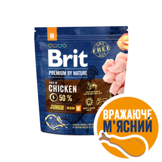 Сухий корм Brit Premium Dog Junior M для цуценят та юніорів середніх порід, з куркою, 1 кг - Інтернет-магазин спільних покупок ToGether