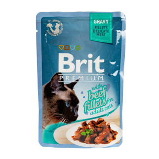 Вологий корм Brit Premium Cat Pouch для котів, філе яловичини в соусі, 85 г - Інтернет-магазин спільних покупок ToGether