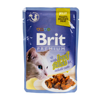 Вологий корм Brit Premium Cat Pouch для котів, філе яловичини в желе, 85 г - Інтернет-магазин спільних покупок ToGether