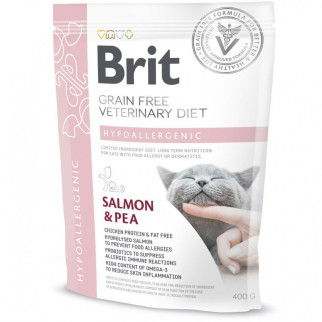 Сухий корм Brit GF VetDiet Cat Hypoallergenic для котів, з харчовою алергією та непереносимістю, з лососем та горохом, 400 г - Інтернет-магазин спільних покупок ToGether