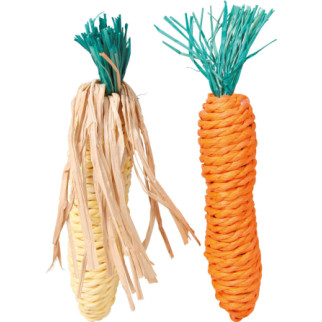 Іграшка Trixie Морква+кукуруза для гризунів, 15 см (сизаль) - Інтернет-магазин спільних покупок ToGether