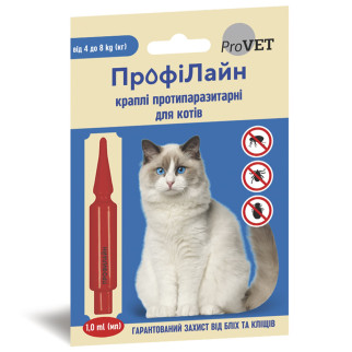 Краплі на холку ProVET «Профілайн» для котів 4-8 кг, 1 піпетка (інсектоакарицид) - Інтернет-магазин спільних покупок ToGether