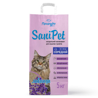 Наповнювач для котячого туалету Природа Sani Pet бентонітовий, середня гранула, з лавандою 5 кг - Інтернет-магазин спільних покупок ToGether
