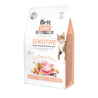 Сухий корм Brit Care Cat GF Sensitive HDigestion & Delicate Taste для котів з чутливим травленням, індичка та лосось, 400 г - Інтернет-магазин спільних покупок ToGether
