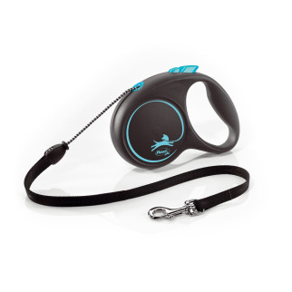 Рулетка Flexi Black Design для собак, трос, розмір M, 5 м (синя) - Інтернет-магазин спільних покупок ToGether