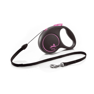 Рулетка Flexi Black Design для собак, трос, розмір S, 5 м (рожева) - Інтернет-магазин спільних покупок ToGether