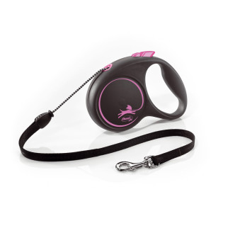 Рулетка Flexi Black Design для собак, трос, розмір M, 5 м (рожева) - Інтернет-магазин спільних покупок ToGether
