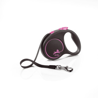 Рулетка Flexi Black Design для собак, стрічка, розмір S, 5 м (рожева) - Інтернет-магазин спільних покупок ToGether