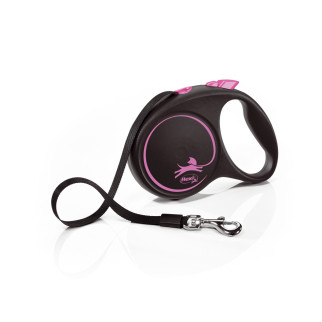 Рулетка Flexi Black Design для собак, стрічка, розмір M, 5 м (рожева) - Інтернет-магазин спільних покупок ToGether