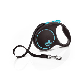 Рулетка Flexi Black Design для собак, стрічка, розмір M, 5 м (синя) - Інтернет-магазин спільних покупок ToGether