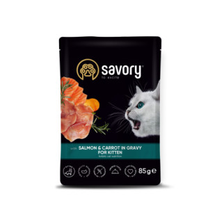 Вологий корм Savory для кошенят, лосось із морквою у соусі, пауч, 85 г - Інтернет-магазин спільних покупок ToGether