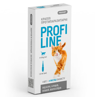 Краплі Provet Profiline для котів 4-8 кг, 4 піпетки по 1,0 мл (інсектоакарицид) - Інтернет-магазин спільних покупок ToGether