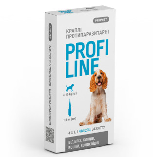 Краплі Provet Profiline для собак 4-10 кг, 4 піпетки по 1,0 мл (інсектоакарицид) - Інтернет-магазин спільних покупок ToGether