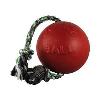 Іграшка для собак Jolly Pets М'яч з канатом Romp-n-roll 22 см Червоний (608RD) - Інтернет-магазин спільних покупок ToGether