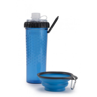 Пляшка подвійна прозора під рідину та корм 480мл зі складною мискою 240мл Snack Duo Блакитний (PW4504322194) - Інтернет-магазин спільних покупок ToGether