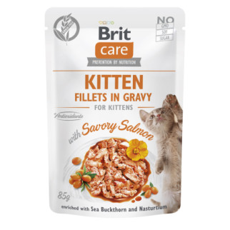 Корм вологий для кошенят Brit Care Cat Fillets in Gravy with Savory Salmon філе в соусі з лососем, пауч, 85 г - Інтернет-магазин спільних покупок ToGether