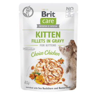 Корм вологий для кошенят Brit Care Cat Fillets in Gravy Choice Chicken філе в соусі з куркою, пауч, 85 г - Інтернет-магазин спільних покупок ToGether