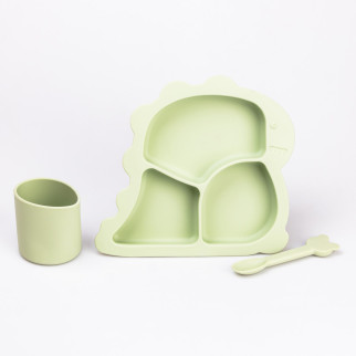 Дитячий набір силіконового посуду чашка / тарілка з трьома секціями / ложка - Інтернет-магазин спільних покупок ToGether